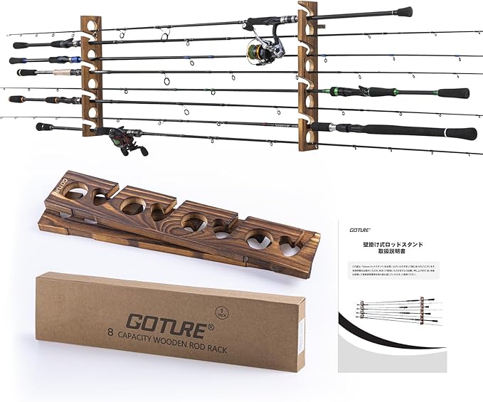 Fishing Rod Rack - Goture Angelrutenhalter aus Holz, 8 Löcher,