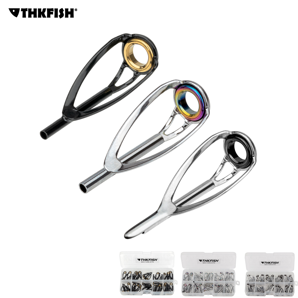 Fishing Rod Tip Replacement - THKFISH 50-teiliges Reparaturset für Angelrutenoberteile, Edelstahl-Führungsringe-Set,